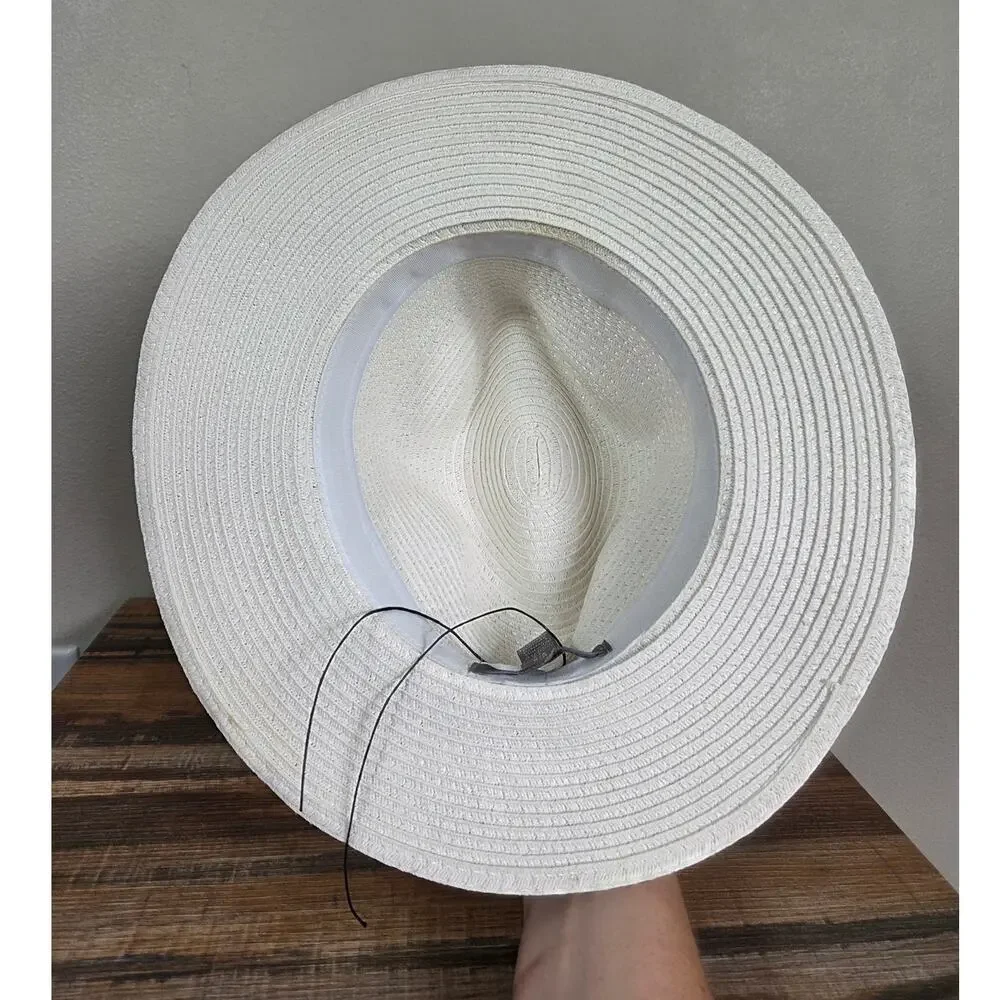 Vince Camuto Woman's Paper Summer White with Black Ribbon Hat